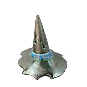 Ceramic Clay Art Handmade Witch Hat Luminary Gothic Home Decor Halloween